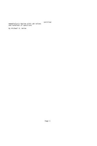 9c6ba] ^D.o.w.n.l.o.a.d@ Hemodialysis Review with Lab Values and Hundreds of Questions: Hemodialysis Test Preparation (Volume 1) - Michael D. Heine *PDF#